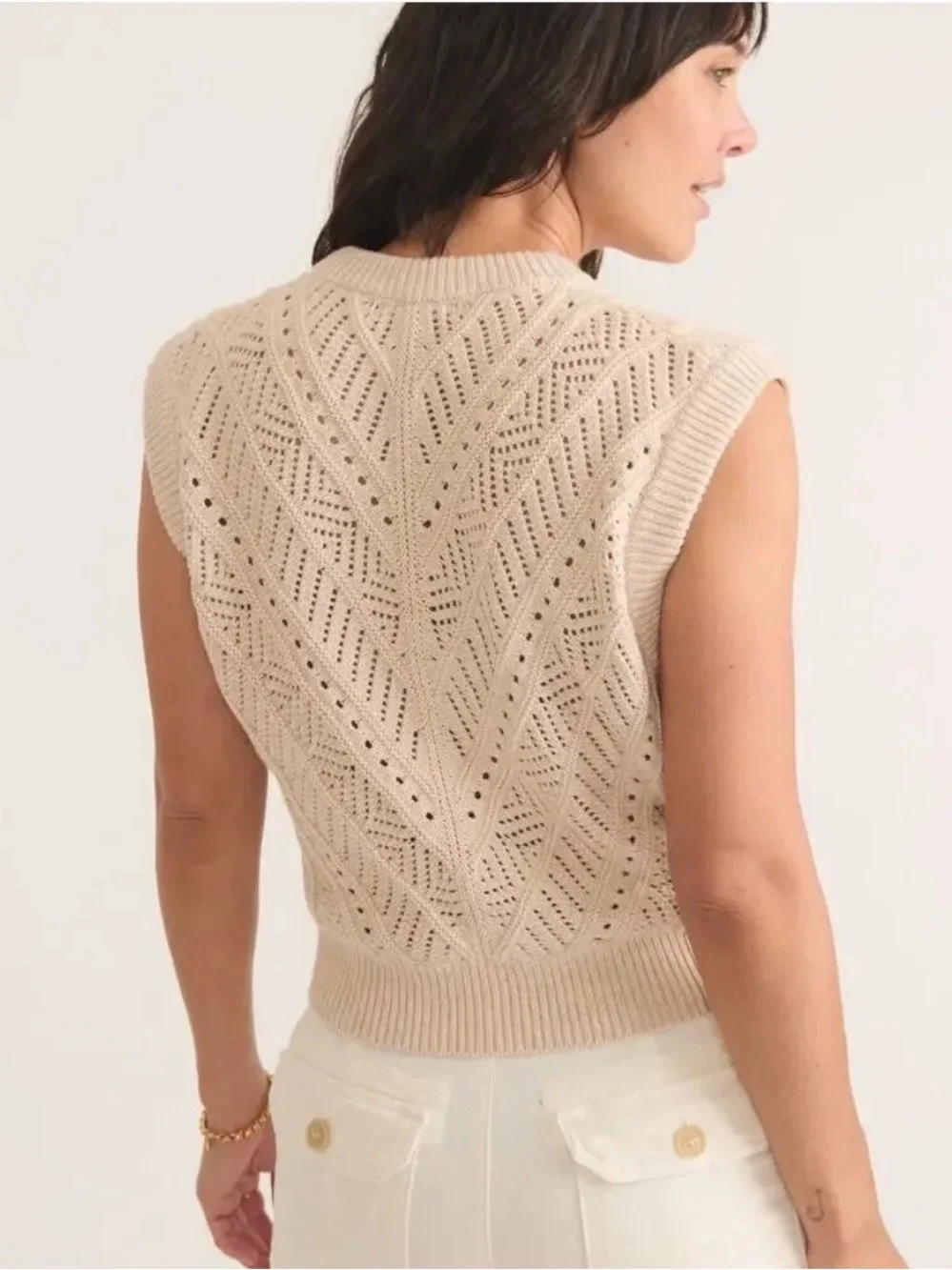 Marine Layer Brooke Sweater Vest in Cream